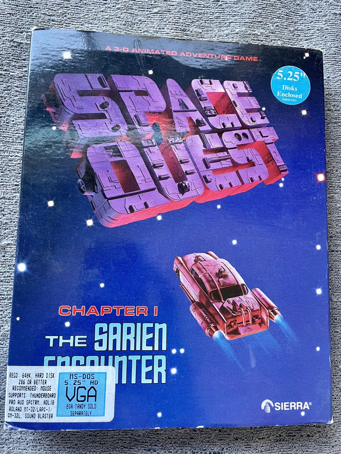 *VINTAGE GAMING*   Sierra Games’ Space Quest - The Sarien Encounter - VGA MS-DOS Edition, Original Box, Paperwork, & 5.25” Floppy Disks!!! - (CIB!)