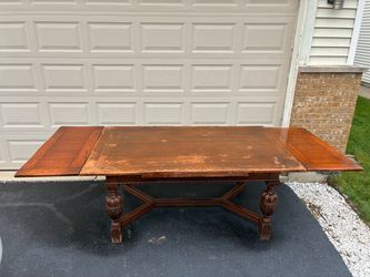 Antique Vintage Oak Draw Leaf Dining Table Jacobean Tudor Carved Distress Rustic 1920