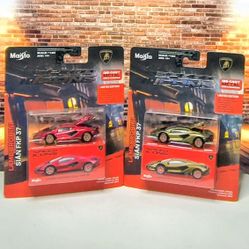 Lot of 2 Maisto Speed Icons Lamborghini Sian FKP 37 Red and Green