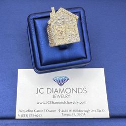 Ring Huge Trap House 🏠 10k Gold  Solid  Diamonds 💎 