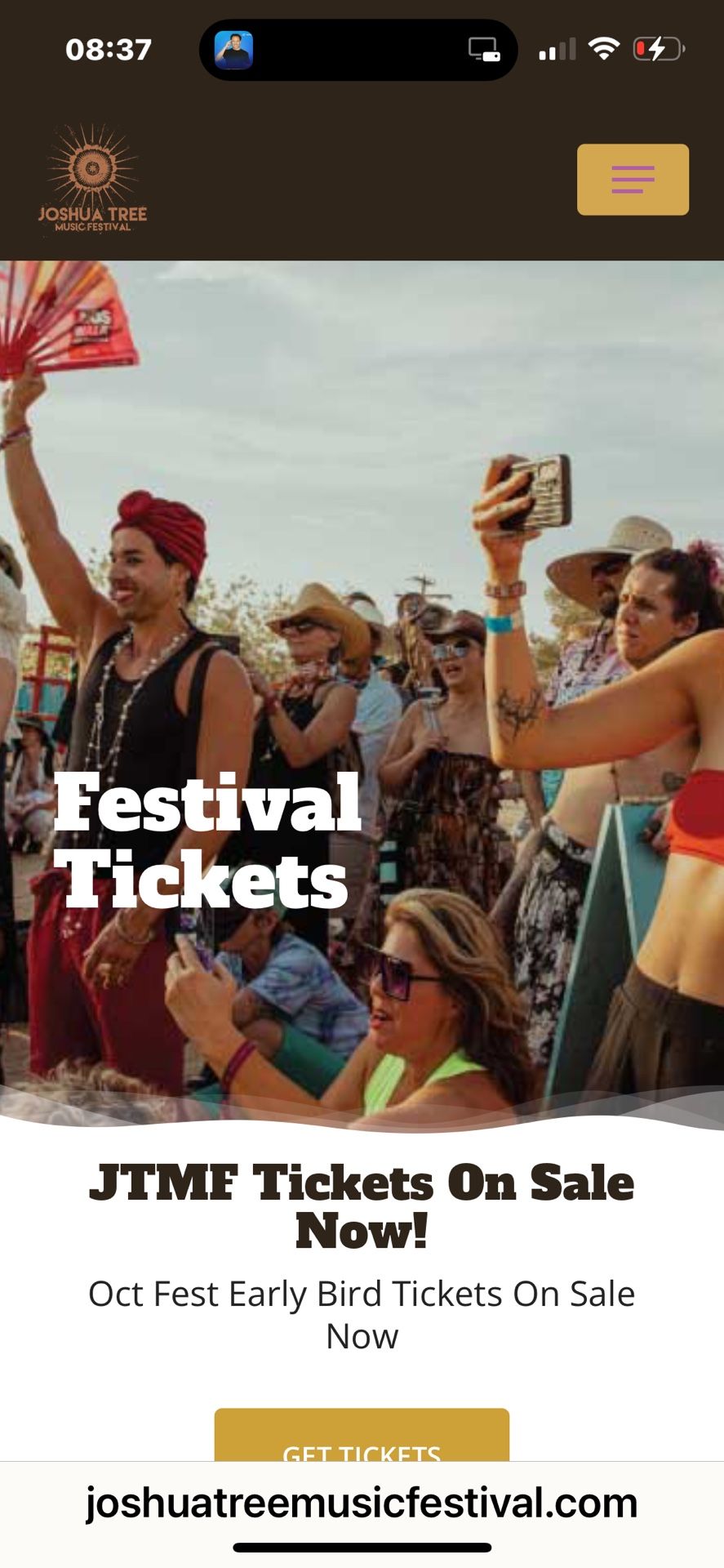 Joshua Tree Music Festival Oct 9th.