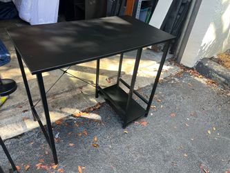 Black Metal Desk with Bottom Shelf
