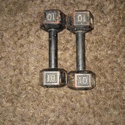 Dumbells 2×10lbs. $15.