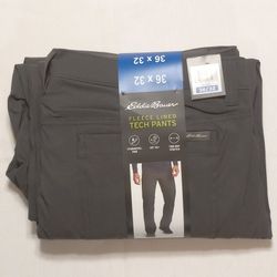 Eddie Bauer Men's Fleece Lined Tech Pants Gray Available in 36x32/38x32