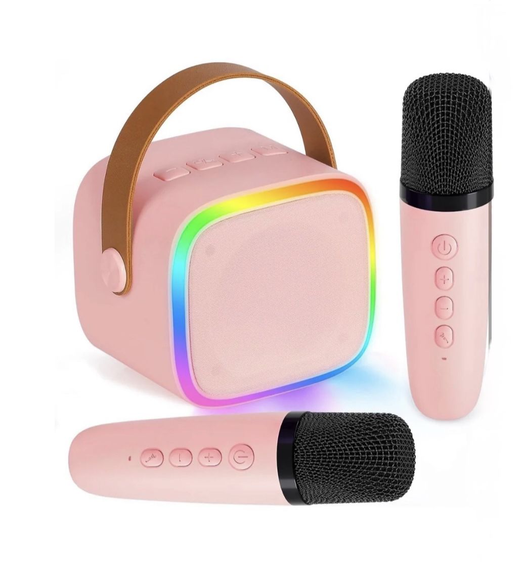 Kid's Mini Bluetooth Speaker Portable Karaoke Machine Wireless Microphone - Pink
