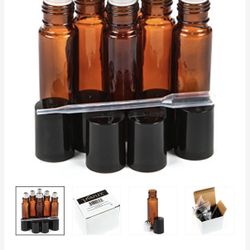 Vivaplex 10 mm amber glass roll on bottles for essential oils