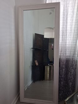 White tall mirror