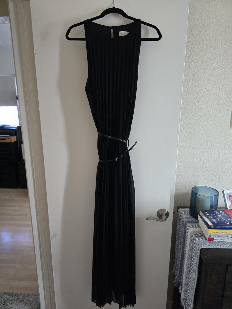 Black Dress With Pleated Overlay