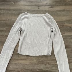White Long Sleeve Texture Top