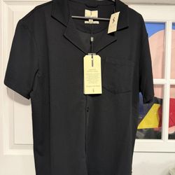 Scott James Black Short Sleeve Button-Up Shirt - Size M