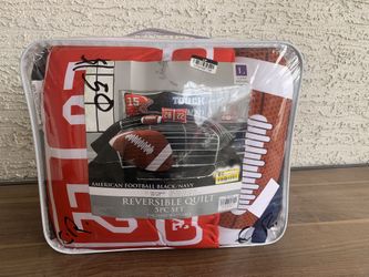 Lush Decor American Football Black/Navy Reversible Quilt 5pc Set