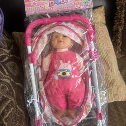 Baby Doll With Stroller Brand New