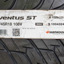 2 Hankook ST 295/45/18 Tires