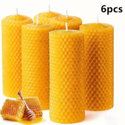 Beeswax Honeycomb Pillar Candles Set of 6