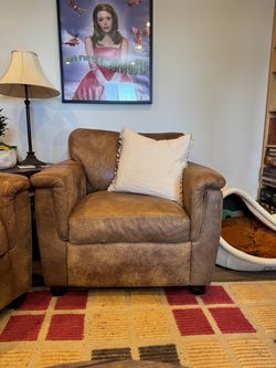 Brown Leather Accent Armchair