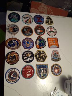 Collection features classic embroidered NASA Mission Patches, including historical designs from the Mercury, Gemini, and Apollo space programs.Mercury