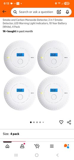 UINGARM  4pack PHOTOELECTRIC SMOKE & CARBON  DETECTORS