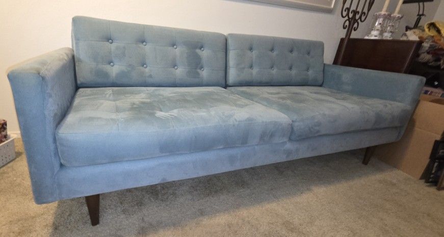 Light Blue Gray Microfiber Couch