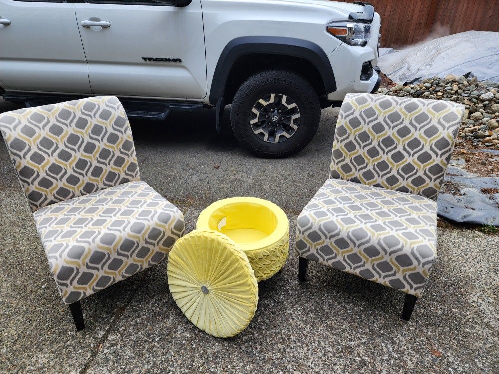 Accent Chairs Set With Storage Ottoman