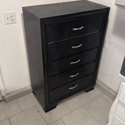 Black With Chrome Dresser 