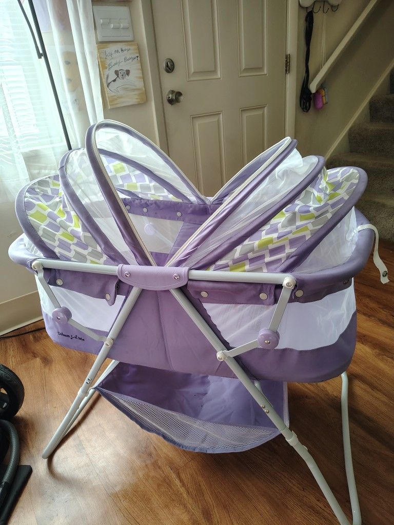 Purple And Green Bassinet For Babies