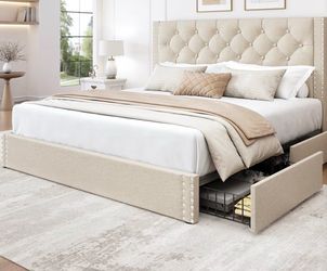 Queen bed frame and mattress