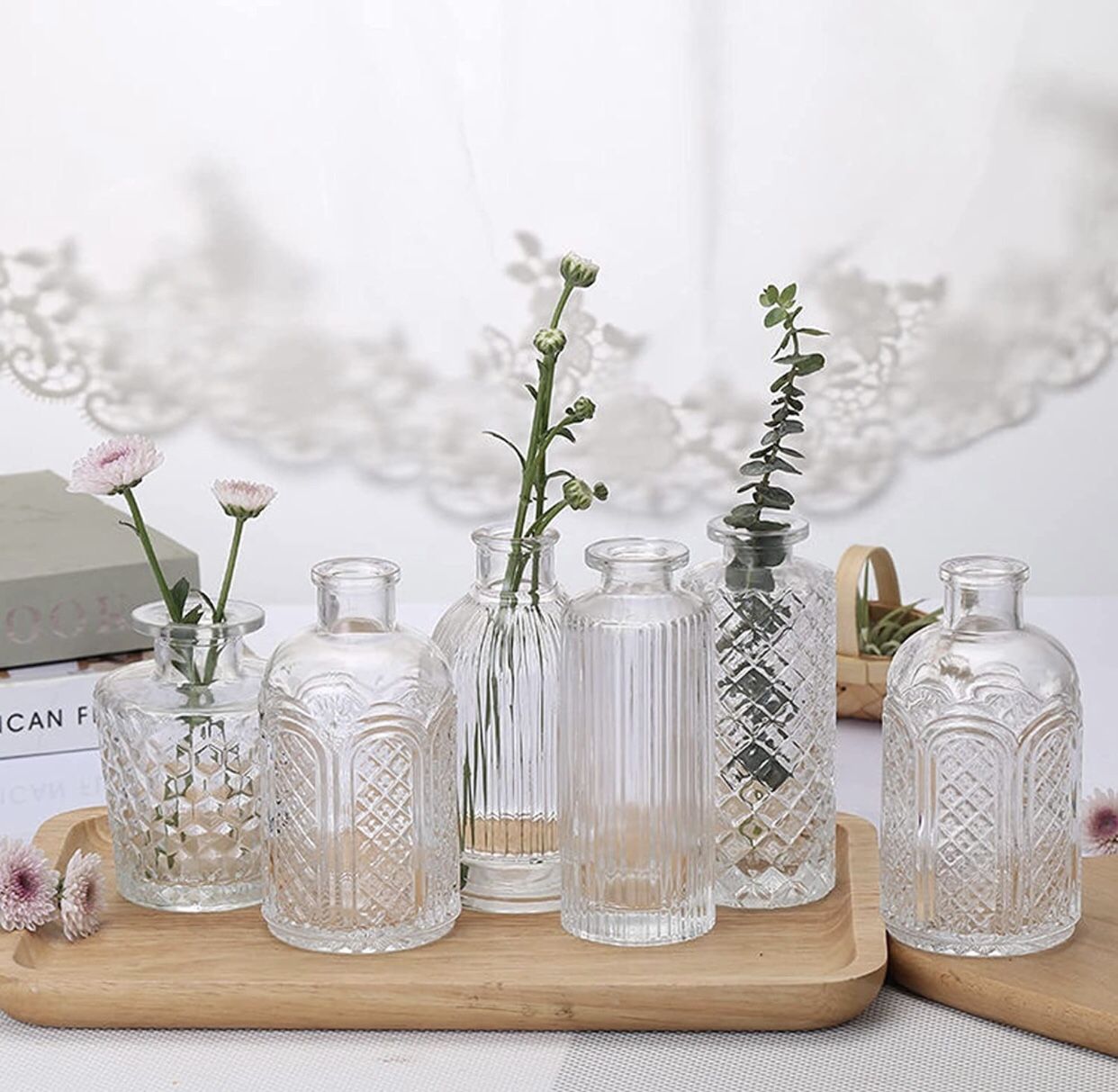 small bulk glass vase for flowers, home or wedding decorations.