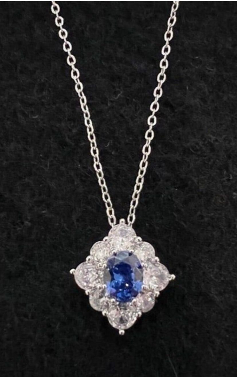 Blue CZ Sapphire pendant necklace