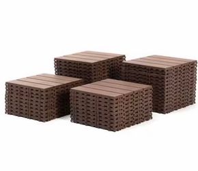 New in Box Plastic Interlocking Decking Tiles 44-Packs of 12 in. x 12 in. Brown