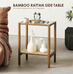 2-Tier Rattan Side Table