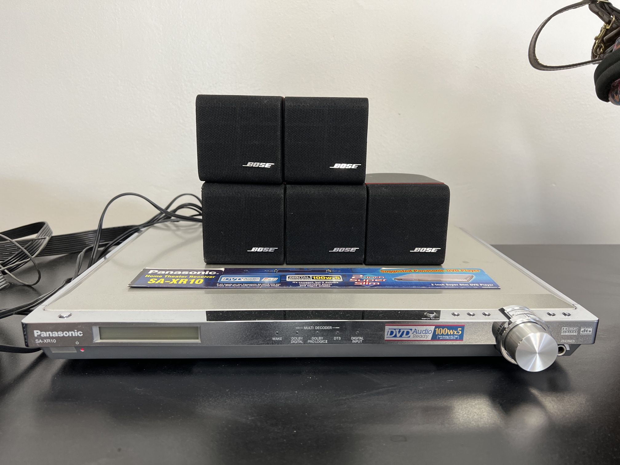 Panasonic SA-XR10 Digital Receiver - Rare -With Bose Acoustimass 600 Home Theater System Subwoofer, 5 Cube Speakers