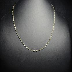 925 silver gold plated twisted mirror necklace 18”