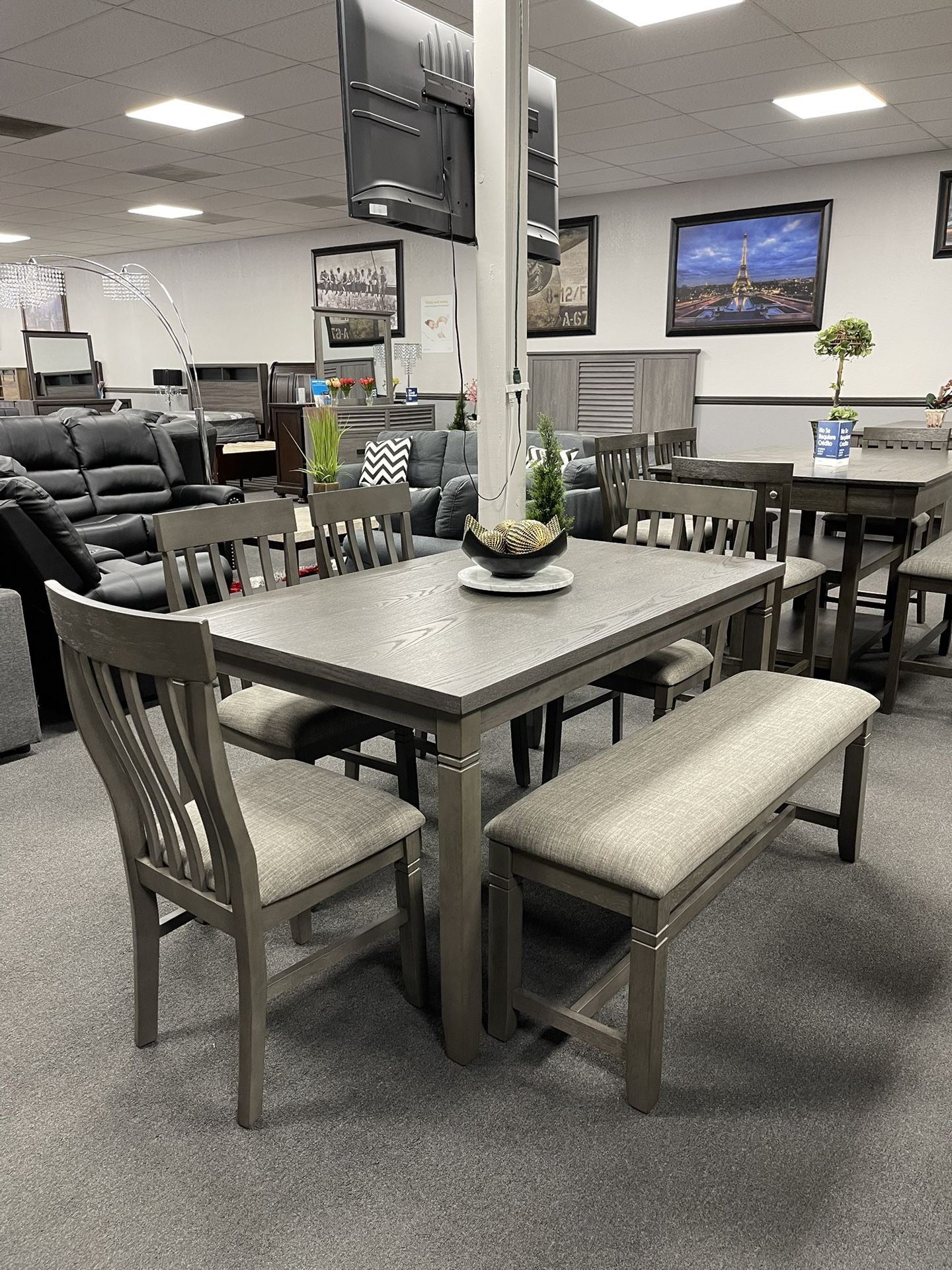 6PC Gray Dining Table Set