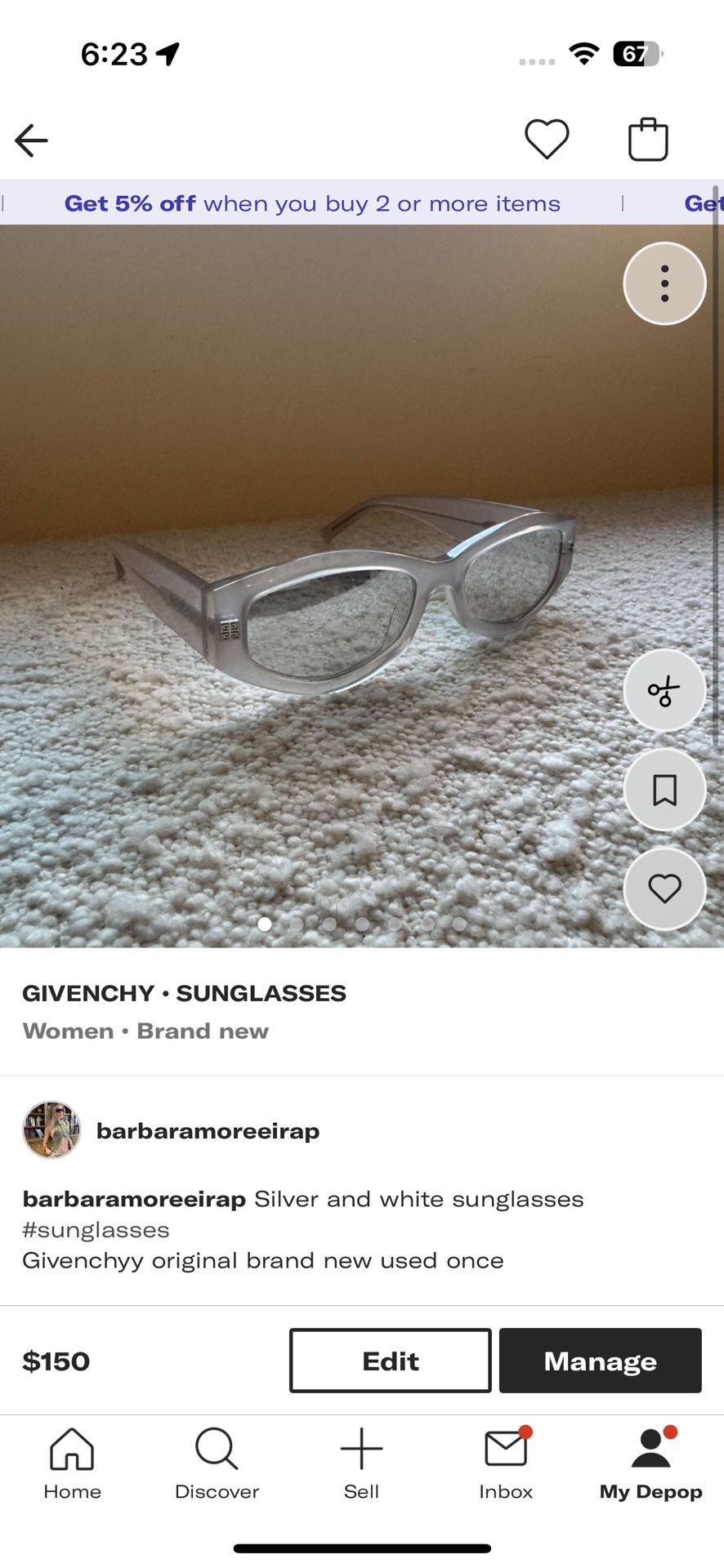 Givenchyy Sunglasses Original Never Even Used.