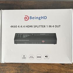 NEW HDMI Splitter 1in 4 Out, Splitter HDMI 4K @ 60Hz with 3.5mm Audio
