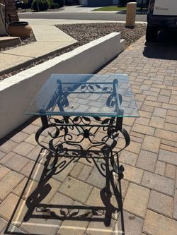 Side table wrought iron and glass top