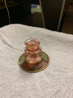 Pink glass candle holder