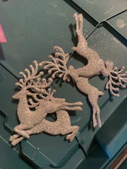 Glitter Reindeer Christmas Ornaments Set of 2