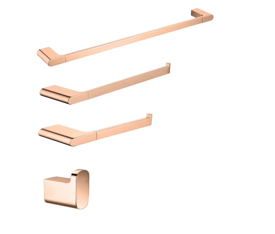 4-Piece Brass Rose Gold Bathroom Hardware Set Towel Bar Towel Ring Toilet Paper Holder Robe Hook Tower Holder,Wall Mounted