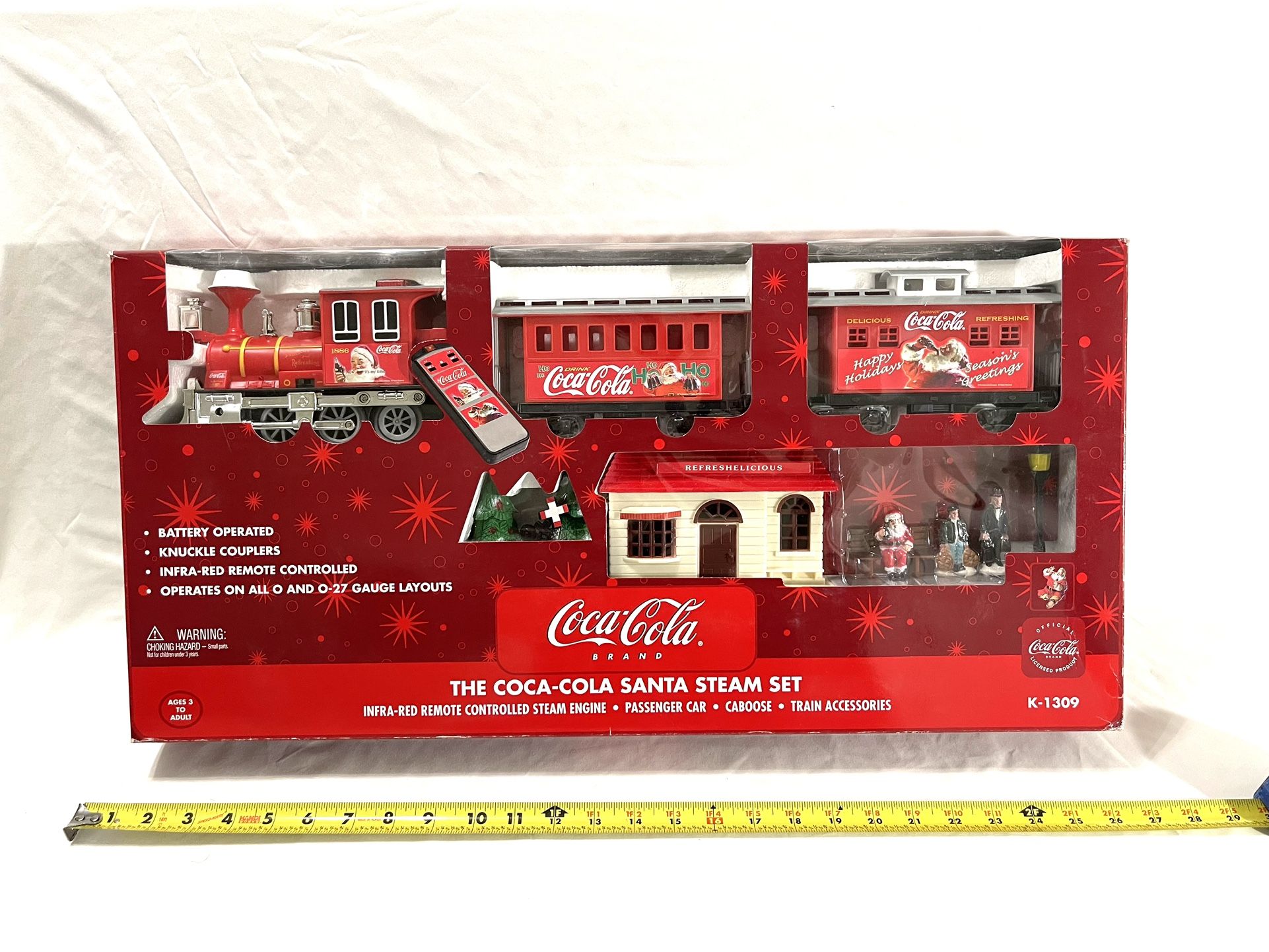 Vintage Mint Condition 1980S Sealed In Box (K-Line K-1309) “ The Coca-Cola” Santa Steam Line Train Set. Retails for $130.