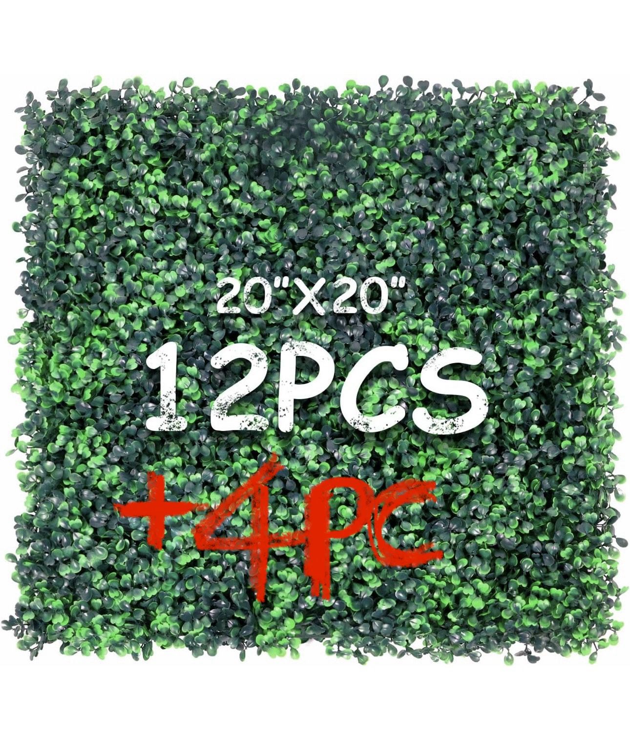 20"X20" Artificial Grass Wall, 16Pcs Boxwood Hedge Wall Panels UV-Anti Grass Backdrop Wall Decor, Greenery Privacy Hedge Screen for Indoor Outdoor Pat
