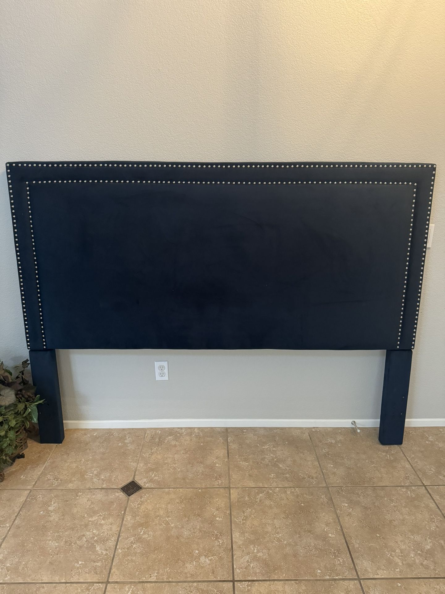 Lightly Used Blue Velvet California King Headboard