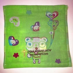 Three Layers of Gauze Handkerchief 9.5 x 9.5 Inches (Green)