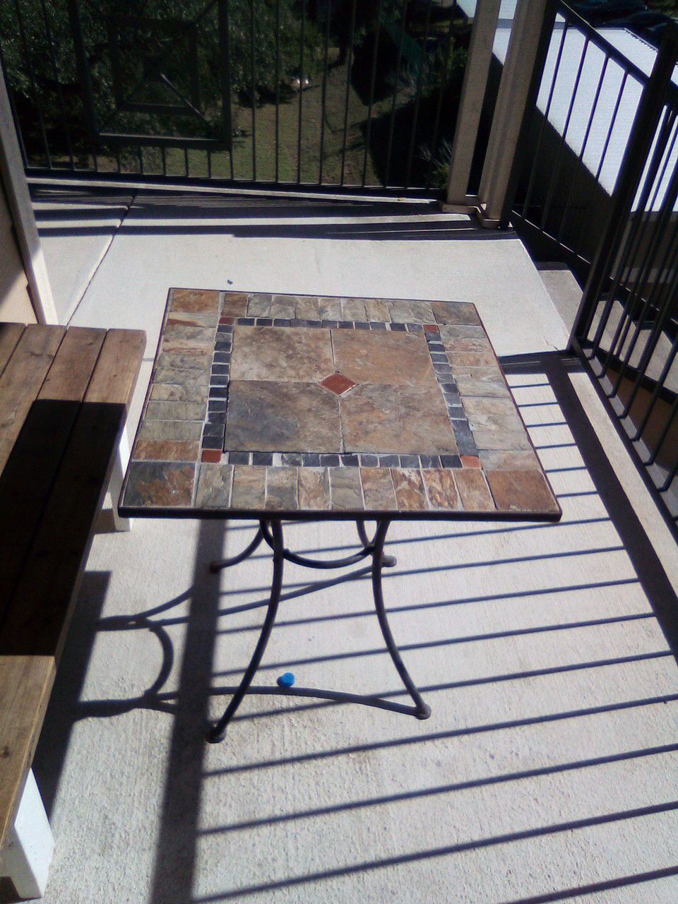 Iron stone patio table