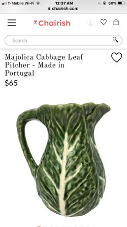 Majolica Cabbage leaf pitcher