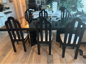 Vintage Italian Black Lacquer Dining Table