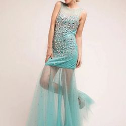 Cinderella Divine Aqua Blue Beaded Prom Dress | Size [X] Sweet 16 Gown 