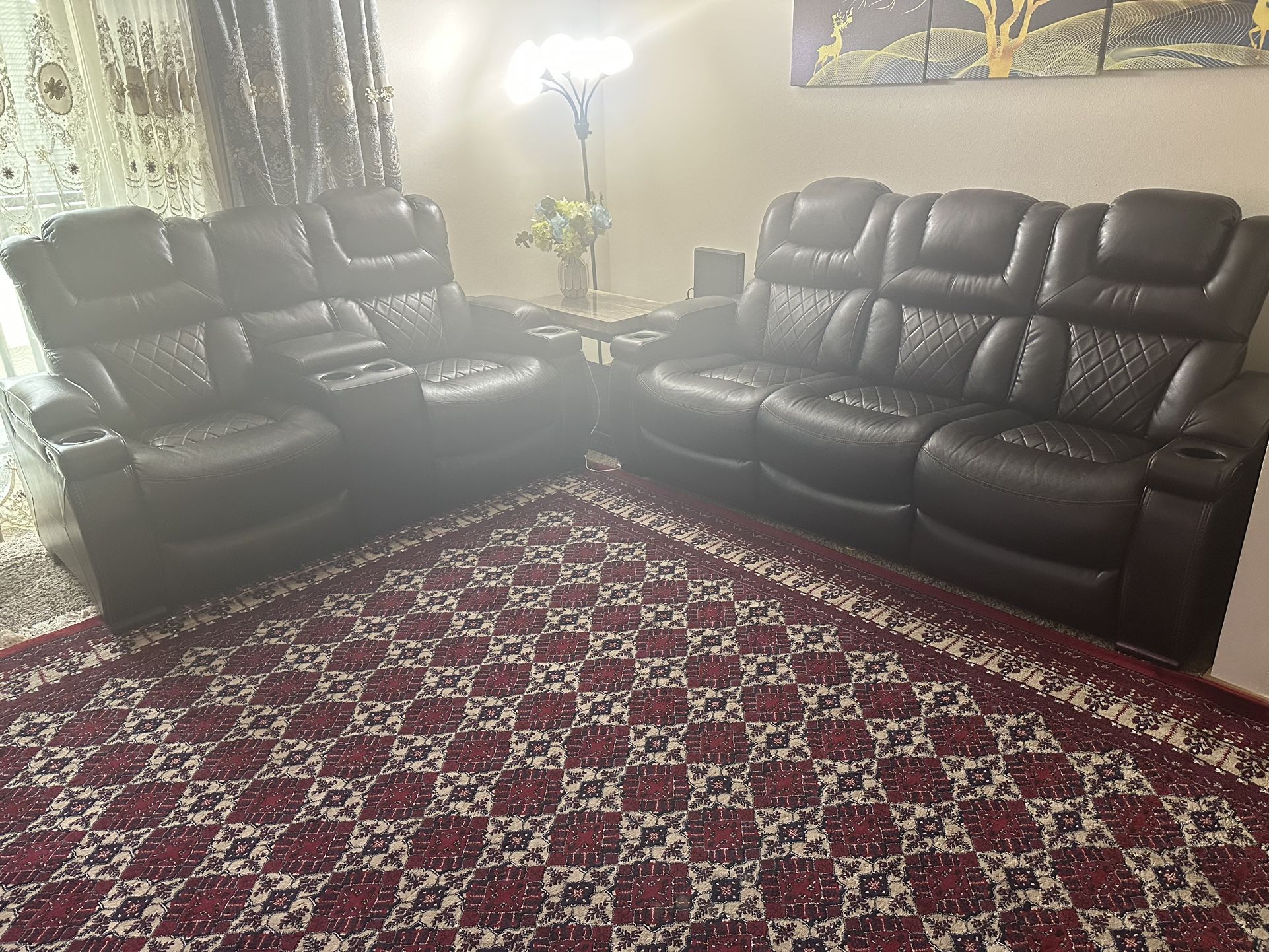 Leather Couch Set With Coffee Tables