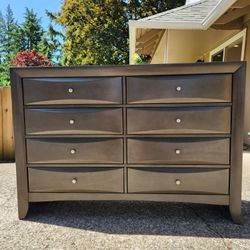 Modern Grey/Brown 8 Drawer Wood Dresser-Excellent Condition!