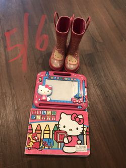 Hello kitty book board and rain boots 5/6